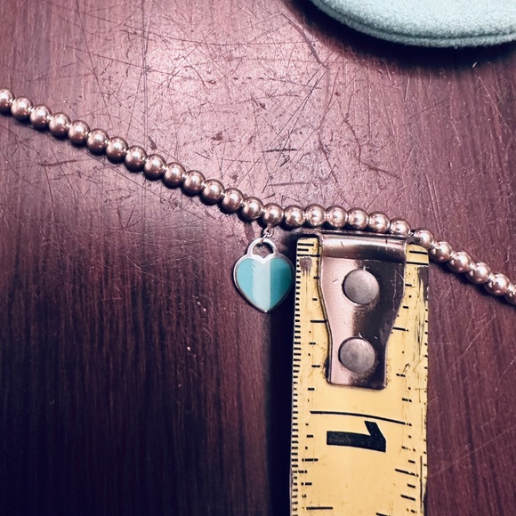 Tiffany mini beaded blue enamel heart bracelet silver - Picture 8 of 8